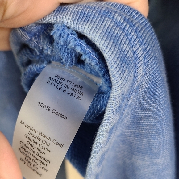 Soft Surroundings Lace Cowl Pullover Blue Terry EUC Medium - Picture 7 of 7